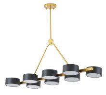 Bethel International BE36C50G - 8-Light Gold LED Chandelier With Black Accent Shades